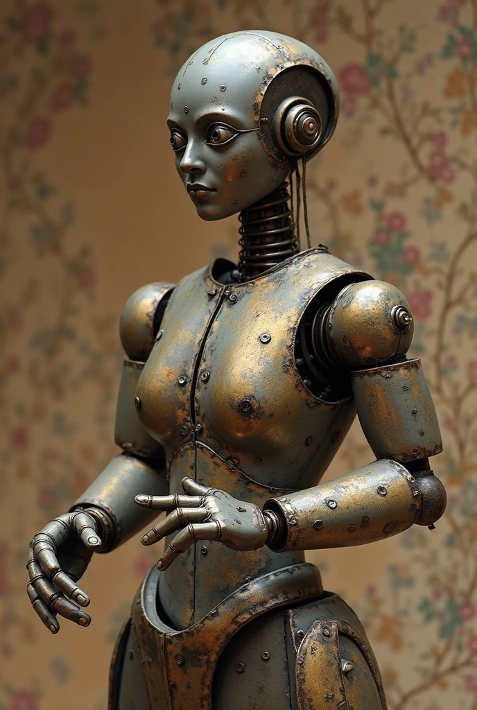analog style, expert photo of intricately detailed female robot from the renaissance period, naked, listening to music on professional headphones, soft cinematic lighting, (mecha face), rendered eyes, extremely detailed face and eyes, all mechanical parts, award winning artist <lora:epiNoiseoffset_v1:1>, ((perky and hard nipples)), legs