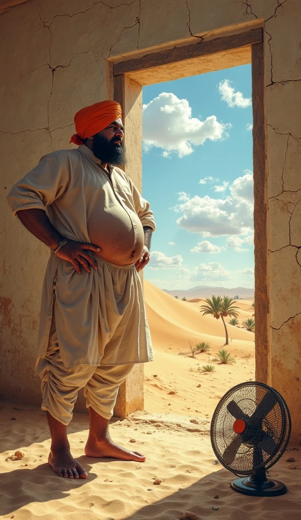 A big, Saudi man wearing a very short Saudi men's thobe He has a very big cock that he inserts into a very big ass