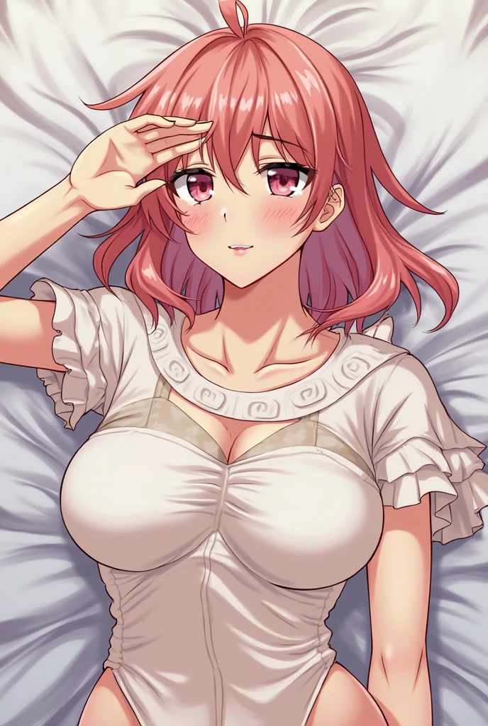 1girl, solo, masterpiece, best quality,
<lora:erika-mahouka:0.8>,
revealing clothes, bride, veil, (bridal veil:1.2), hair ornament, hair flower, jewelry, bouquet, mahouka koukou no rettousei, chiba erika, erika chiba, red eyes, tsurime, red hair, short hair, messy hair, ponytail, short ponytail, nontraditional wedding dress, wedding dress, necklace, bridal gauntlets, white gloves, bridal lingerie, lingerie, collarbone, bare shoulders, dress, white dress, clothing cutout, cleavage cutout, cleavage, medium breasts,
portrait, lying, looking at viewer, on back, on bed,
blush, nose blush, confused, ?,
bed sheet, pillow