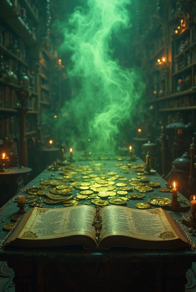 8k16k32K Surrealistic　Movie Proof　 cinematography　Super Detailed　Super Real　Surrealistic　　金銀black　luminous effect　full shot　　Dark Fantasy　Night Table　 Magic School Classroom　black　　Purple　(Book of Magic Circles　magic wand on the hill　 Magical Lamp 　Magic Mirror　magic pocket watch　Magical Playing Cards　Magic Ring　The magic necklace　Magic Boots　 magic hat　Magical Compass　Magical Treasure Chest 　Magic Crystal　There is a magic cat　magic fountain pen　magic magnifying glass　magic gold coin　magic candle　magic chess)is placed on the magic circle table。　fantasy art