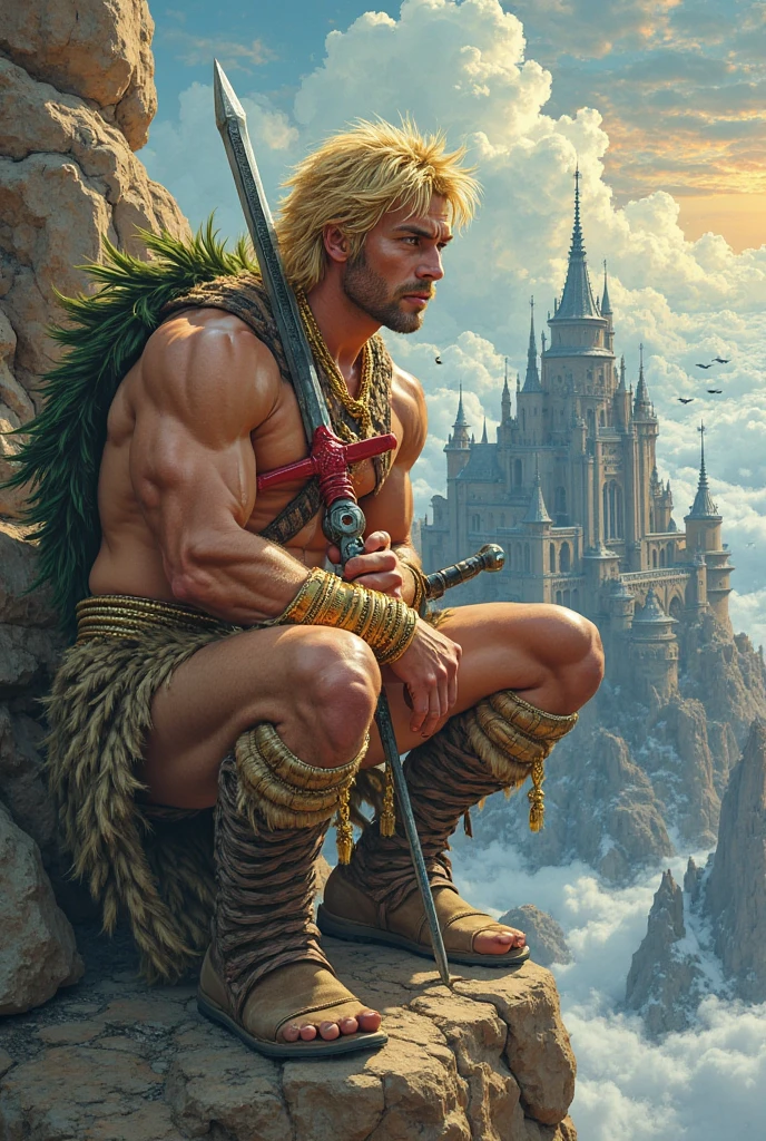 (best quality:1.33), (masterpiece:1.42), (realistic:1.24), (detailed:1.15), 1thor, thor create a sand statue