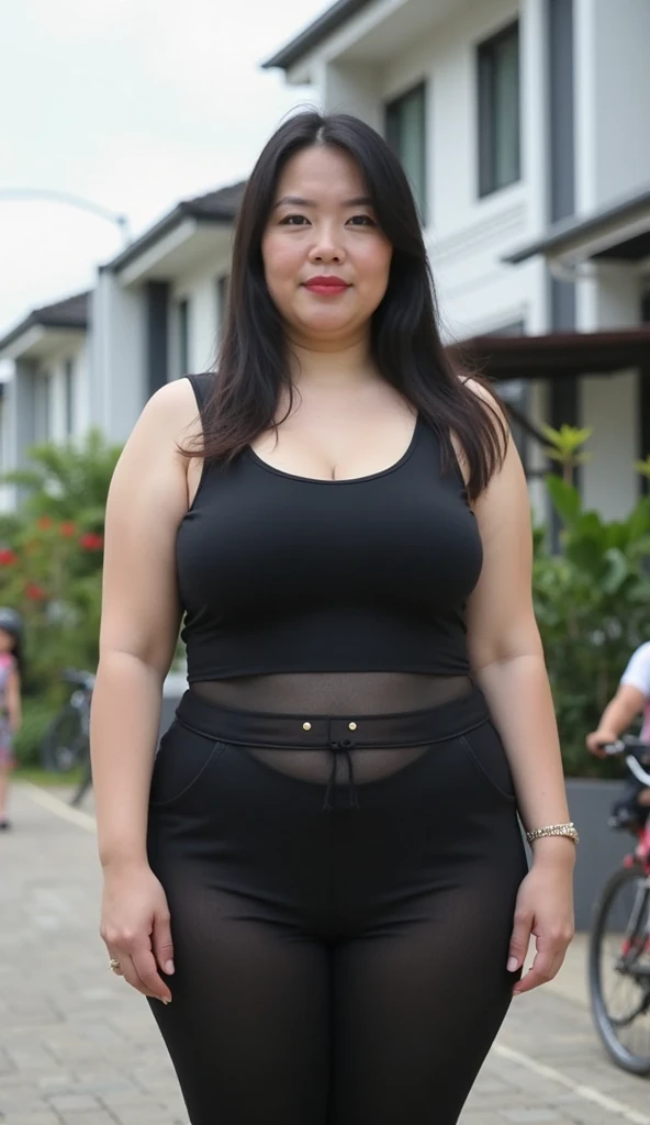 ((Nighttime - dark sky) - outside - quiet Indonesian dark neighborhood:1.75)), ((Chinese-Indonesian beauty:1.2)), very beautiful 40 yo fleshy Milf, rich classy milf, slim waist, (white complexion:1.25), very beautiful, slick-back smooth hair, (micro-sportsbra:1.55), (micro-sportsthong:1.75), (massive breasts under the shirt:1.45), (I have thick milf's arms:1.85), perfect subscapularis, curvy - no muscles, (my body is sweaty - drenched with sweats:1.35), (fully clothed:1.5), (bushy pubic hair:1.75), ((I'm jogging - outdoor - at night:1.5)), ((full body - head to boot - jogging)), anusha cleavage, busty, voluptuous, thick, curvy model body, body dents, visible lips, plump, fleshy juicy hips, glossy sweaty skin, 🤬❤❤️🔥💦🍑, juicy lips, plump red lips, fantasy character art, absurdres, high res, ultrasharp, 8K, professional photograph, award-winning portrait, masterpiece, high detail full-body view, symmetrical, Nikon D850, 85mm lens, f/1.8, depth of field,