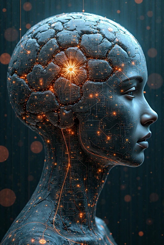 Computer brain full of wires.