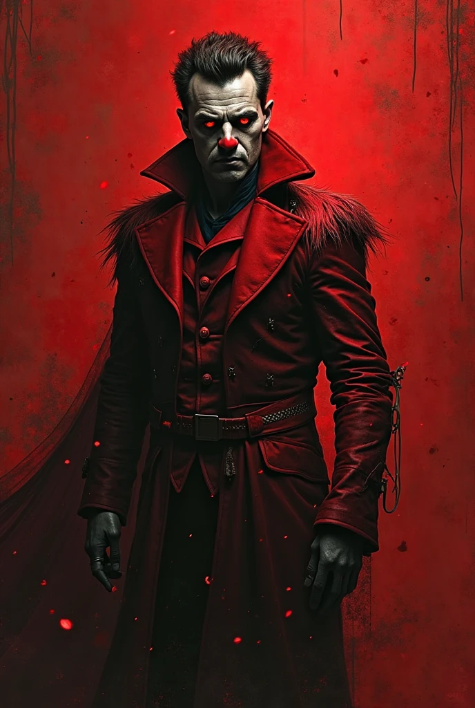 ((Full body):1.2),((Selective color):1.1), Drawing of a Vampire in Black Trench Coat with Red Eye and Vampire Fang, silhouette of Vampire in background, smooth lines, fine art piece, Express expressions and postures through ink contrast, emphasize light, shadow and space. figurative art, (best quality, 4K, 8k, high resolution,masterpiece:1.2) ,(actual, photoactual, photo-actual:1.37). ((perfect_composition, perfect_design, perfect_layout, perfect_detail, ultra_detailed)), ((enhance_all, fix_everything)), More Detail, Enhance. | Rendered in ultra-high definition with UHD and retina quality, this masterpiece ensures anatomical correctness and textured skin with super detail. With a focus on high quality and accuracy, this award-winning portrayal captures every nuance in stunning 16k resolution, immersing viewers in its lifelike depiction. (((anatomical correctness))), (((perfect_fingers))), (((perfect_legs))), (((perfect_hands))), ((perfect_composition, perfect_design, perfect_layout, perfect_detail, ultra_detailed)), ((enhance_all, fix_everything)), More Detail, Enhance.