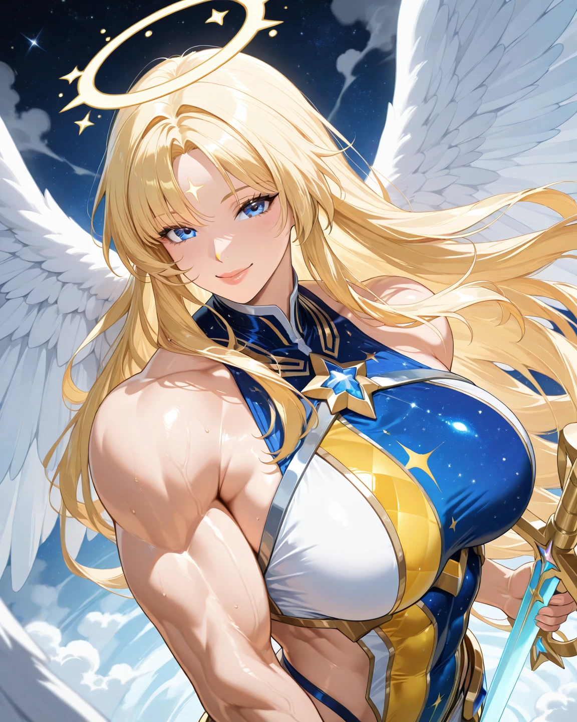 Highest quality、Blindfolded、Wings are growing、woman、god々Shii、美Shii、Blonde、Sexy Costumes