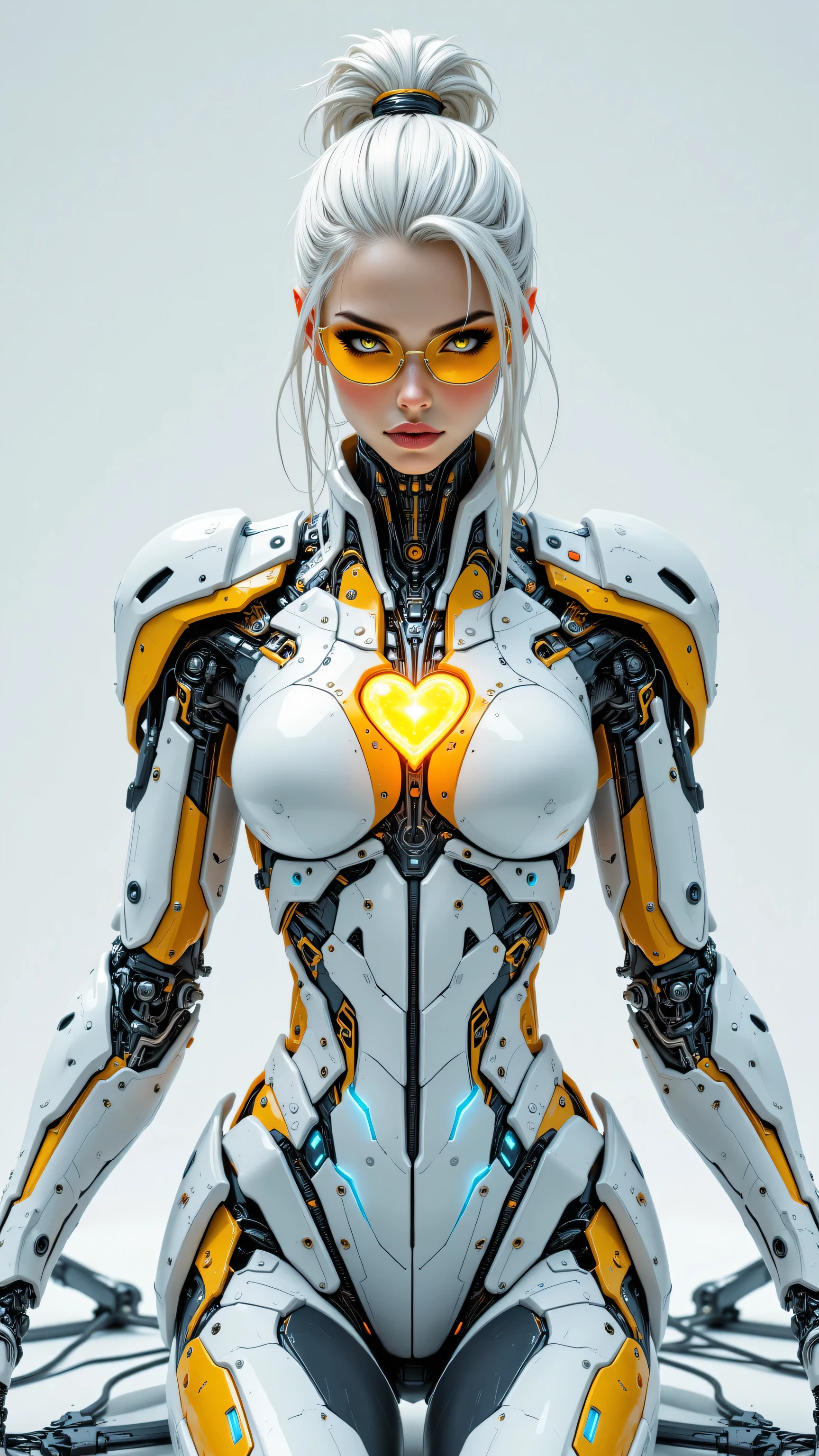 woman, perfect composition photo of an faceless android wearing a form-fitting futuristic gundam mecha. Outfit is predominantly clear hollow transparent iridescent pearl and a clean glossy and matte finish that is made of geometric triangle and trapezoid shaped armor panels. The lighting is intensely bright, soft and warm, giving the impression of midday. This lighting casts a glow. her blonde hair in breeze. It is so bright. The color palette is vibrant and bright with high contrast, and perfect white balance., goldiebone,