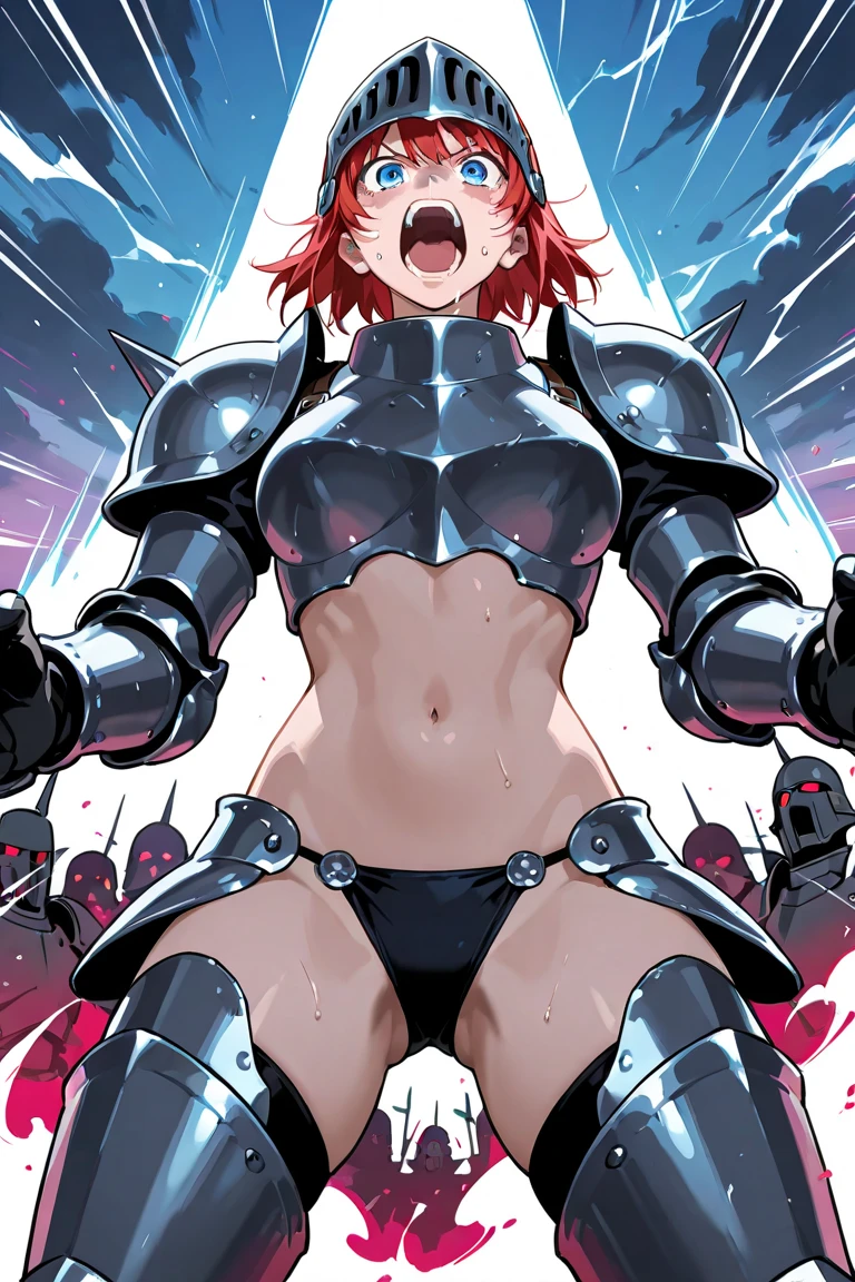 top-quality、Full limbs、complete fingers、one beautiful women、Beautiful Large Breasts、Medium short hair、straight haired、Red hair、(((Red high-neck leotard:1.3)))、(Brown pantyhose)、Woman knight、((Western armor、gauntlets、a belt、breastplates、Shin pads))、red cloak、Torture chamber、mats、((((Woman surrounded by 5 naked men))))、(((gang-rape:1.5)))、(((Insults)))、(((rape)))、Woman with open crotch、Woman is stretching her legs、(((NSFW:1.5)))、(((Missionary sex)))、(((Move the crotch part of the leotard、A man is inserting a penis into a woman's:1.5)))、A man's crotch is in close contact with a woman's crotch、(((Woman has arms stretched to the sides)))、(((A man is rubbing a woman's breasts)))、Woman with a distressed face、(The climax is too strong and the woman is panting:1.3)、(((Woman crying with mouth open)))、(((Men are ejaculating towards women、The woman's body is covered in semen:1.3)))、(((A woman is grabbed by a man and can't move)))、The female knight's hands are tied with rope.、female knight is restrained