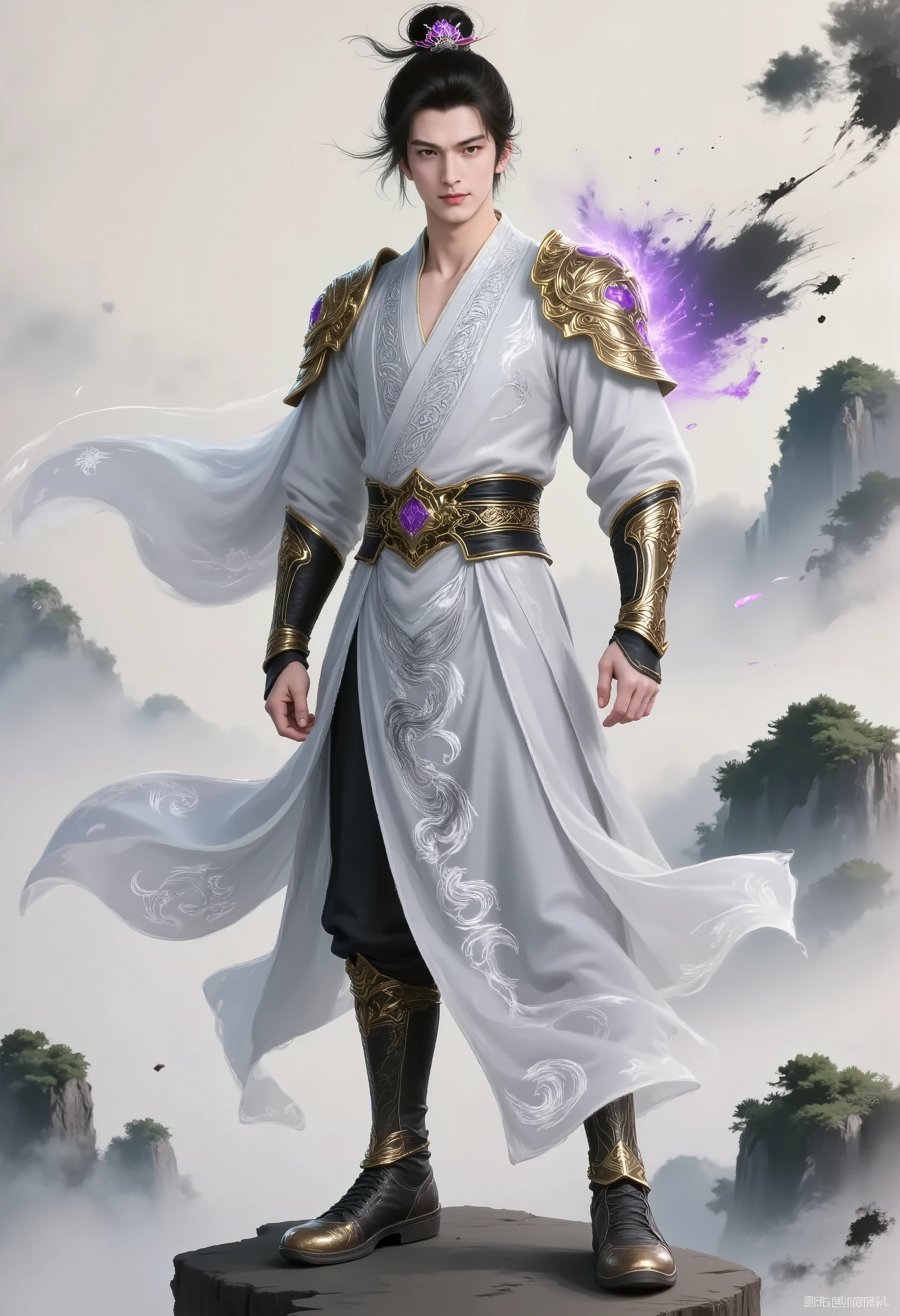 The immortal style and magic traces are integrated,A man。
Eyebrows:
Sword-like eyebrows(Eyebrow length 65mm,Eyebrow peak angle 135°),眉骨处隐现淡金color「Looking at air pattern」(The texture is arranged based on the eight trigrams,UV mapping accuracy 2048×2048);
Eyes「Star pupils」,The left pupil contains the virtual shadow of the seven stars of the Northern Dipper(Star track operation cycle 24 hours,Based on real astronomical data),The right pupil contains the light of the six stars of the Southern Dipper(Streamer Speed 0.2°/s,Using volumetric fog rendering),The white of the eye has a jade-like luster(Subsurface Scattering 参数 R=0.01, G=0.015, B=0.01)。
Nose :Hanging Nose Shape(Nose bridge height 12mm),Nose Tip Slightly Upturned,Engraved on both sides of nose「Breathing Pattern」(Texture width 0.2mm,changes light and dark with breathing,frequency 0.3Hz)。
lips :「Danzhu lips」color(Hex #C12C2C),Clear lip line ,small and straight nose,说话时溢出淡紫color「Word Spirit Particles」(Particle diameter 1μm,Density 1000 /mm³ )。
肤color:cold white porcelain skin(Subsurface Scattering 深度 3mm),Zhymn at Cheekbone「Cloud halo」(Use gradient map,Color=#FFE4E1→#FFF0F5,Blending radius 10mm),Jawline engraving「Soul-locking pattern」(The texture is a simplified Tai Chi pattern,UV scaling 0.3)。
apparel与材质
道家法衣与粒子特效结合
上衣:Tsukihaku「Nine Heavens Robe」,Fabric is「Tiancan silk + Stardust yarn」Blended (Stardust yarn含 10% Meteor Debris, refractive index 1 .65),Body embroidery「Five Thunder Heavenly Gang Pattern」(pattern采用金银双线,Line diameter 0.1mm,Bump Height 0.2mm),Collar Inlay「Cold iron eight trigrams collar buckle」(Eight trigrams diameter 30mm,Internal mercury flows with the movement)。
Bottoms:azurite「Flowing Cloud Trousers」,Pants Legs Use「Ink splashing technique」Draw sea of clouds pattern(墨color深浅 128 级渐变,Based on the simulation of real rice paper smudge),Pants embroidery「Crane Holding Ganoderma Lucidum」pattern(Crane wingspan 50mm,Using three-dimensional embroidery technology,Villus Height 0.5mm)。
Shoes:Cloud Head Shoes Shape,鞋面为黑color鹿皮(Roughness 0.4),Sole engraved「Shrinking earth talisman」(Rune Depth 1mm,触发时产生蓝color传送Light effect),Shoelaces are「Dragon beard grass」Weaving(Grass stem diameter 1mm,Surface coating「Waterproof spell」,Reflectivity 0.3)。
Accessories and magic weapons
Neck:wear「Yin Yang Fish Jade Pendant」,Main body is Hetian blue-white jade(Warm and moist jade, refractive index 1 .61),Yin-yang fish eyes are inlaid with obsidian(Diameter 5mm,Internal sealed micro black hole,Gravitational lens strength 0.1)。
waist:suspension「Qiankun Gourd」,The gourd is wrapped with purple golden vines(Vine diameter 2mm,The surface has luminous moss,Color=#7CFC00),Gourd Cover Inlaid「Leaving fire beads」(Bead diameter 15mm,Internal flame burning rate 10cm/s,Based on fluid dynamics simulation)。
Hands:Left hand wear「Fire ring」(Ring width 8mm,Material is Meteorite + Fine gold,Roughness=0.2),Right handed「Pine pattern ancient sword」,Sword length 3 feet 7 inches(112cm),sword body carving「Seven-star dragon pattern」(Texture depth 0.8mm,Dragon blood is poured into the slot,Color=#8B0000),Handle Wrapped「Red dragon tendons」(Steel diameter 2mm,Elastic coefficient 1500N/m)。
Overall atmosphere
Background:Kunlun sea of clouds scene,The figure stands on the suspended bluestone(The bluestone surface has mosses that have been there for thousands of years,Moss Density=80%),The rotating back「Zhou Tian Xing Dou」(Star diameter 5-50mm,The running track conforms to Kepler's law)。
Light and Shadow:Main light source is「Nine Heavens Mysterious Light」(color温 5000K,Intensity 2500lux),Character body formation「Fairy Mist Halo」(Volume fog density 0.002kg/m³ ,Color=#E0FFFF),Add magic weapon edge「Sword Qi Glow」(Glow Radius=3px,Color=#00FFFF)。
Material rendering:
skin:Subsurface scattering depth 2.8mm,Simulate the transparent feeling of jade;
apparel:PBR Materials,Albedo mixed with real silk scan texture(Resolution 8192×8192),Roughness=0.3;
Light effect:Particle system generation「Air Dust」,10,000 particles per frame(Particle life cycle 4s,Color=#FFD700)。