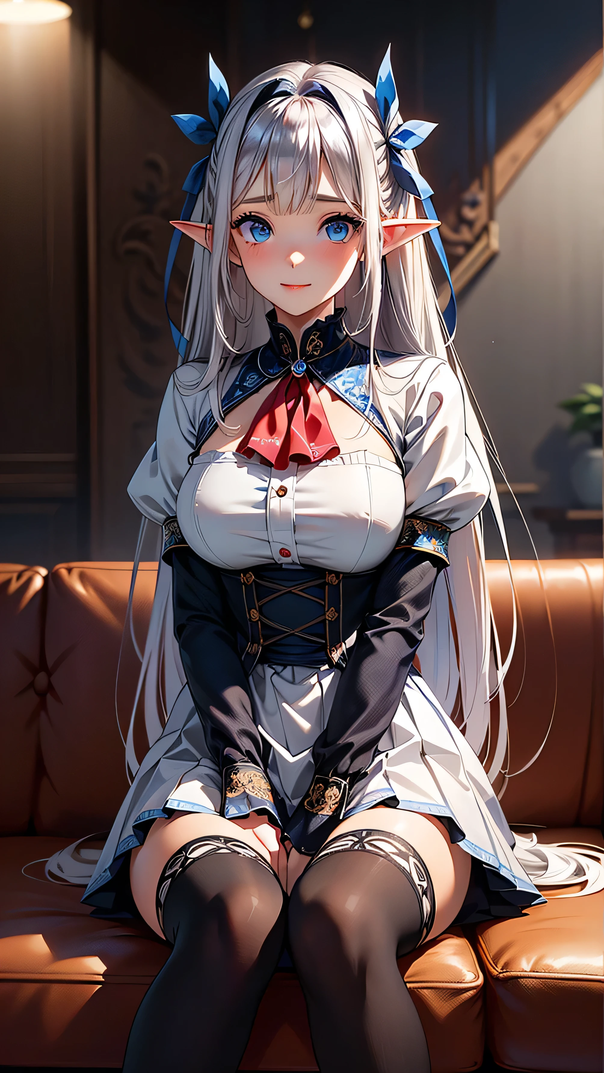 （Enrich the picture，Masterpiece level quality）Beautiful 8K CG artwork，Goddess-like posture，Kneeling exercise，Slim and soft，Translucent skin，White hair、The beauty of extra-long hair, Super Long Straight Hair，The skin is fair and juicy，Underwear uniforms，Perspective Part 1.2x enhanced silhouette effect，Exquisite transparent blues pattern in pajamas，The details are intricate and exquisite，The background is slightly blurred，Charming and lustful leg seduction，Drool，Extra-large big breasts，Blush，Japan goddess，Perfect body slim curves，