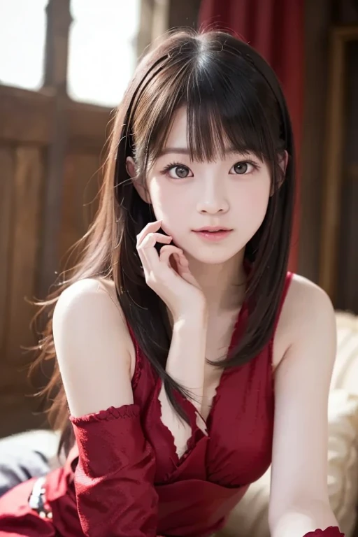 Best-quality, Masterpiece, Ultra-High-Resolution, (Photorealistic:1.4), Raw-Photo, 128K, depth of field, professional lighting, perfect anatomy, extremely details, 1girl, 15-years-old, the most famous Japanese idol, at living room, relaxing on sofa, hands on head, (((drunkenness):1.5)), ((extremely cute face like the most popular Japanese idol, ((extremely cute and extremely big eyes)), extremely beautiful hair)), extremely beautiful skins, extremely cute lips, extremely cute long-eyelashes, looking at viewer