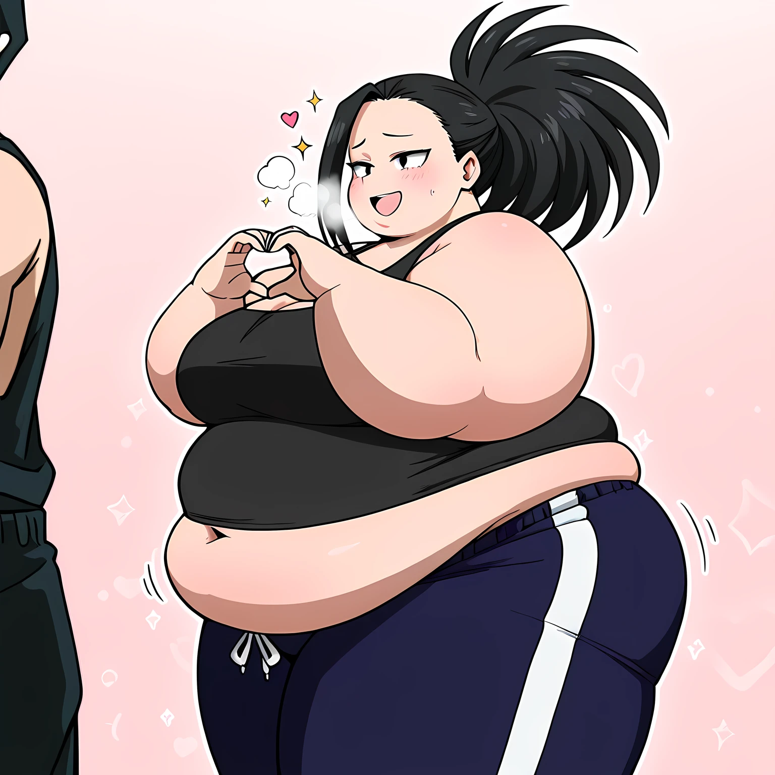 anime girl aux cheveux roses et un haut jaune et un bikini bleu, Style Anime Ecchi, Shaded cell anime, anime à haute teneur en fructose, dans le style artistique de l'80s anime, Shaded cell:15, proportions d'oppai, peach and goma style, thick, dans un style animé, dans un style anime, Anime girls, dans le style anime japonais