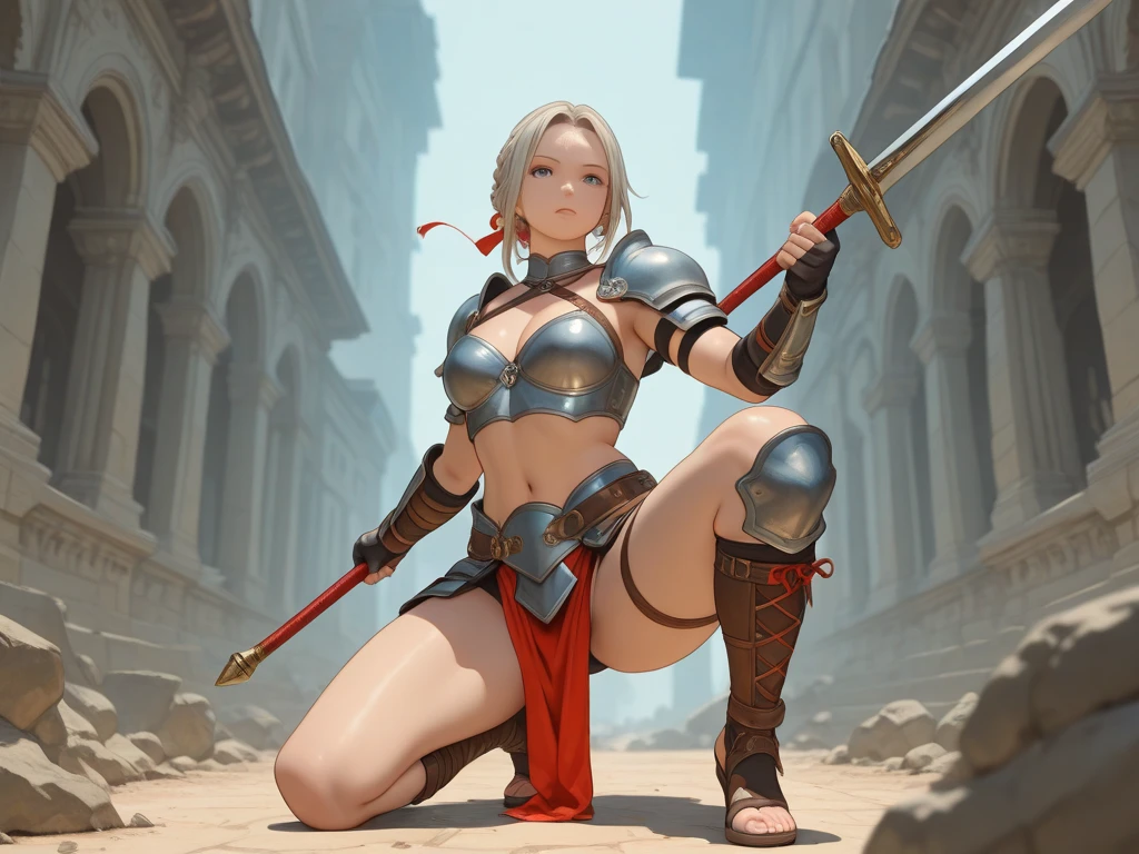 charlize theron in sexy Kratos cosplay, cinematic, axe, realistic photo