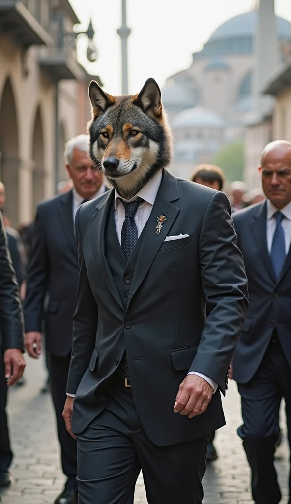 (best quality, masterpiece, realistic:1.2), raw photo, 4K, photorealistic, sharp camera focus, cinematic lighting,
one man, wearing a handsome suit:0.8, (blood on face, blood on cloth:1.2), (wolf head:1.2),
polite cunning smile, crazy face, (standing, full body:1.3), 
(glamorous ball party, many people in background:1.2), people laughing, crowded and noisy, detailed intricate background, castle,
 <lora:crazyExpressions_crazyExpressions:0.6>