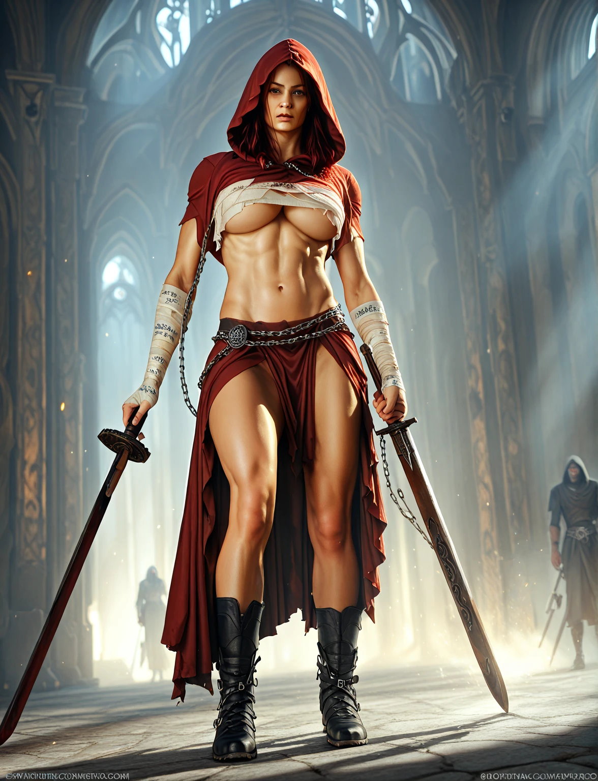 Standing (((beaten:1.2))) (((Scarlett Johansson))), Create dystopian masterpieces, scene from the Game of Thrones movie, bottom dressed in Game of Thrones style, dark green tunic with armor accessories, on a medieval market square,  beautiful woman, skinny, medium breasts, brown hair, detailed face, ((fear)), photo taken from a distance, age 35 years old, (((violent men lifting her dress:1.2))), (((cameltoe panty))), (((restrained and beaten by the crowd:1.3))), (((very l’âge vagina:1.2))), (((arms behind her back))), (((wet panty))), (((realistic vagina skin:1.2))), (((muscular thighs))), (((fabric details))), (((chained))), (((cleaved belly bulge:1.2))), (((naked breasts:1.3))), (((surrounded by hitting men:1.4))), (((violently hit in the cheek:1.3))), ((effect of fast face hit movement:1.3))), (((dirty medieval street))), (((front view from below:1.2)))