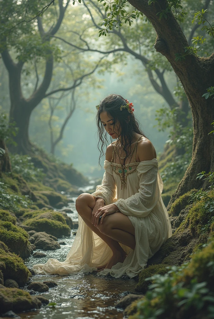 adriana lima, thick brown hair, hot , Ukrainian girl, wavy brown hair, Dasha Taran, pretty beautiful brunette, (solo one girl : 2.0), A woman in a white dress sitting on a tree trunk, ethereal beauty, fantasy photography, ethereal fairytale, a beautiful woman in white, realistic fantasy photography, beautiful lonely girl, romanticism portrait, fine art fashion photography, woman in a dark forest, a stunning young ethereal figure, inspired by Jaroslava Korol, gorgeous lady, Information
