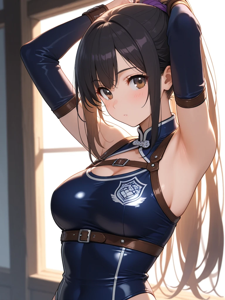 Masterpiece,Highest quality,8k,Ultra-high resolution,appropriate margins,((Draw above the waist)),BREAK,(1 person),(The most beautiful mature women),Slim body,((Big Breasts)),Moisturized Skin,Fair skin,BREAK,(Silver Hair),Long Hair,Straight Hair,Thin eyebrows,BREAK,Black eyes,BREAK,Glare,Open your mouth a little,BREAK,((Skin-tight suit)),BREAK,Eyes meet,Interrogation room
