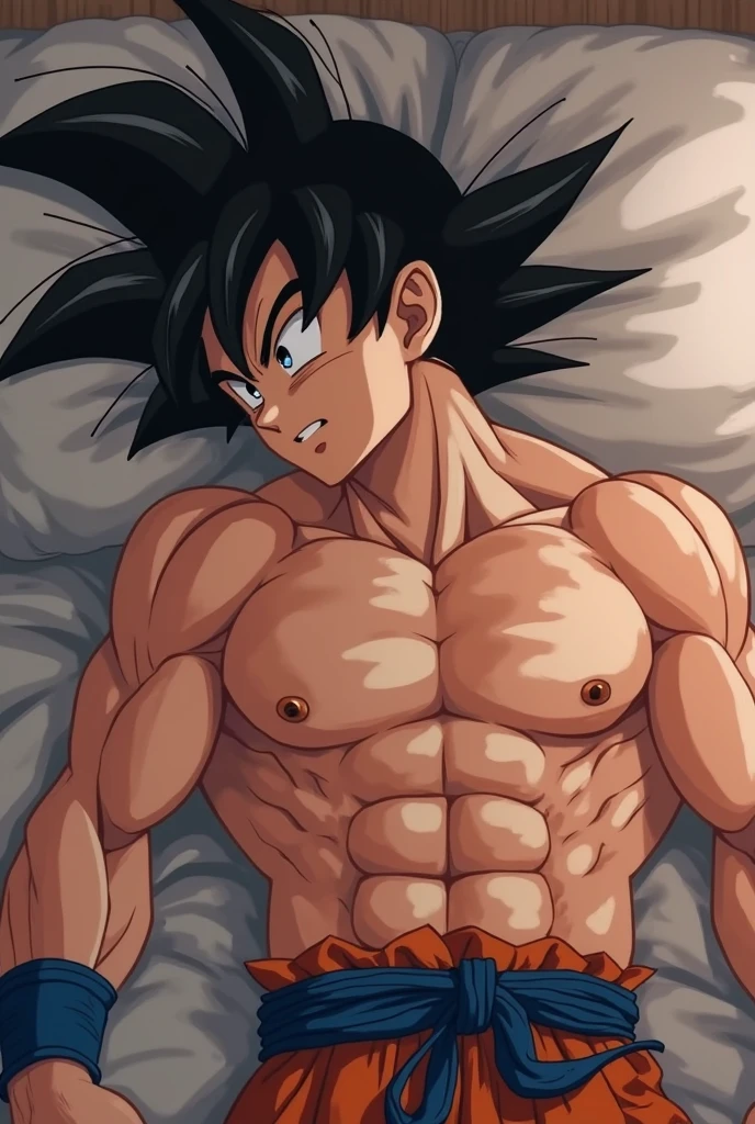 aged 40,Vegeta,Shirtless,Tong,Bulge,onbed,the feet,black long socks,Thin,musculature,lbeard,fortitude,artwork of a,tmasterpiece,k hd,angry look,lace Thong,white colors