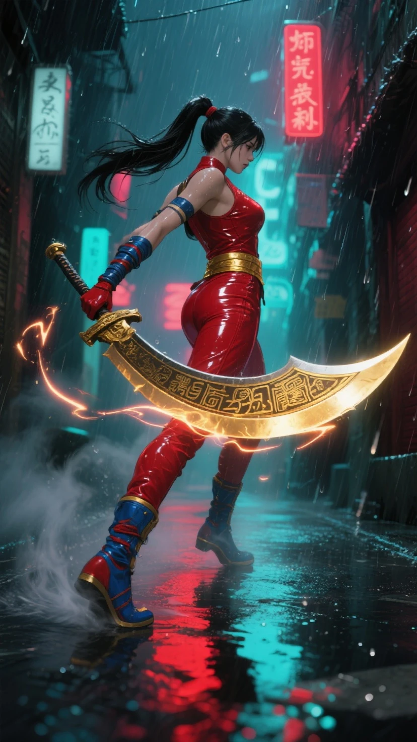 <lora:Nunchucks-10:0.05> nunchucks, (1girl), holding weapon, chains,
<lora:naruto_tenten-12:0.95> tenten, double bun, forehead protector, (white chinese clothes), china dress, sleeveless, fishnets, fishnet thighhighs,