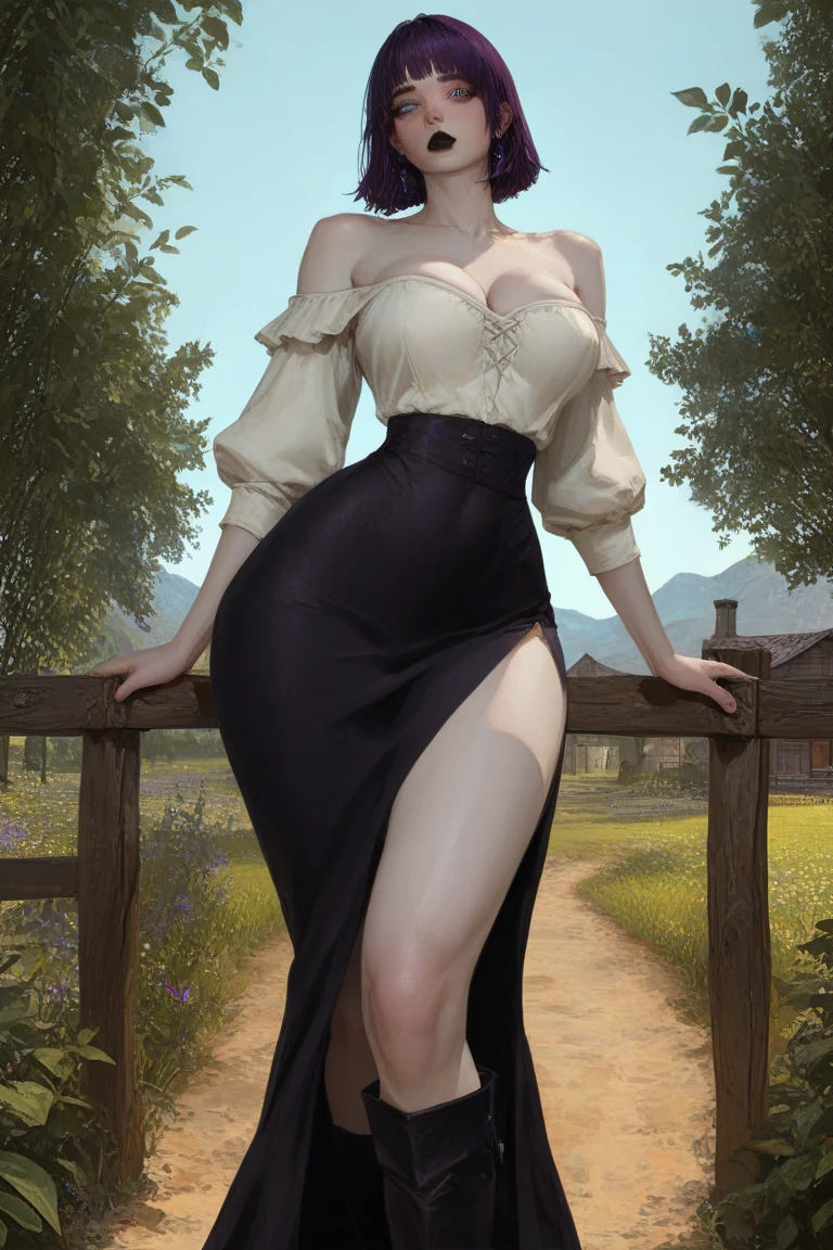 ((1girl, solo)), Carla Yeager, large breasts, beautiful body, (perfect anatomy, perfect body, perfect hands, perfect legs), nice hands, natural proportions, sexy body, standing BREAK 

((extremely detailed face)), brown eyes, (beautiful detailed eyes:1.6), (realistic pupils, realistic iris:1), expressive eyes, looking at viewer, (clear eyes:1.3), (hyperrealistic:1.2), (detailed skin texture:1.2), smooth skin, black hair, long hair, hair over shoulder, (detailed lips:1.2), (attractive lips:1.1), (glossy lips:1.1), smile, perfect face, perfect eyes, necklace BREAK

(yellow shirt:1.5), collarbone, cleavage, ((covered nipples)), long sleeves, pencil skirt, (brown skirt:1.5), high-waist skirt, skin tight, thighs, zettai ryouiki BREAK

night sky, starry sky, moon BREAK

(masterpiece:1.5), anime-style, top quality, best quality, (beautiful and aesthetic:1.2), (ultra detail:1.5), Ultra-detailed depiction, Ultra-precise depiction, extremely detailed 8k illustration, high resolution, (highly detailed shading:1.2), (realistic lighting:1.4), perfect lighting, vibrant colors, dynamic tones, striking hues, 8k, absurd resolution, perfect shadows, hdr, UHD, ambient lighting, realistic, ultra-realistic, photo realistic, highly detailed, rich detail, luminous colors, fine texture, intricate design, professional illustration, (soft light:1.2), (illustration:0.7)