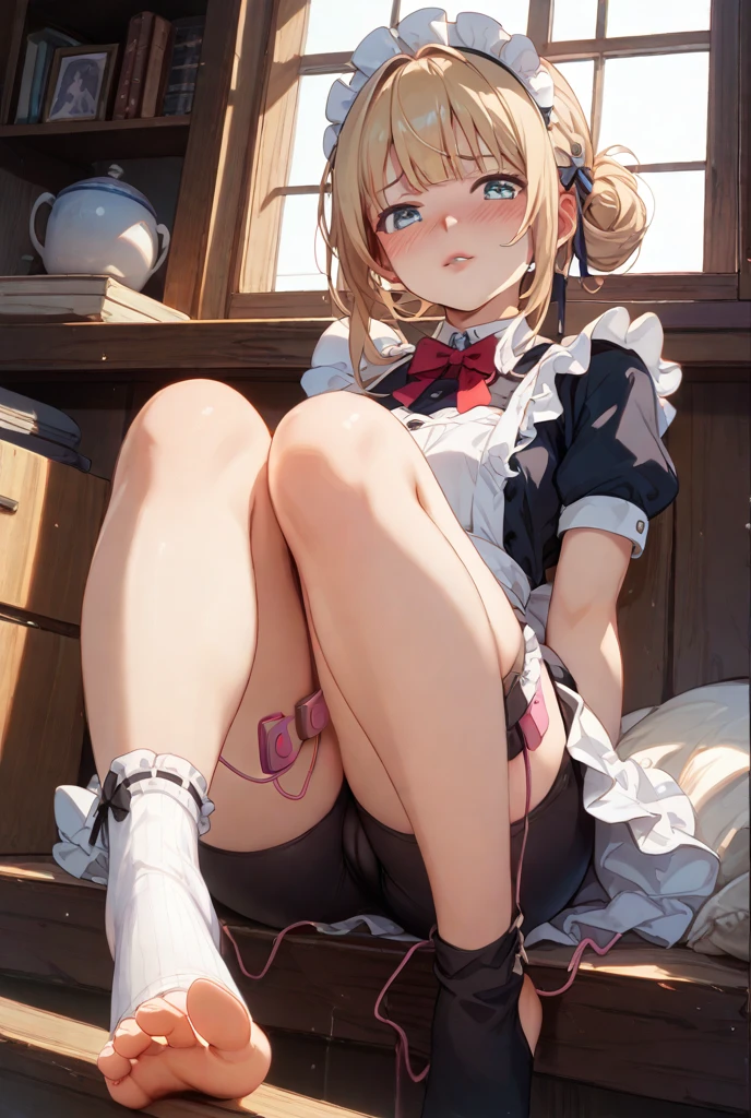 spread legs, legs up, hold own thighs,open mouth, drivel, be breathless, blush, very humid,(pose partially visible vulva:1.3),((nsfw)),top-quality,Top image quality,in 8K,4K,masterpiece,ultra-detailliert,Beautiful、ultra-quality, best quality,high resolution, ultra-detailed,game cg,dutch angle ,beautiful detailed eyes, visualart,five fingers, perfect hands,美少女,BREAK,shigure ui \(vtuber\),pom_pom_short_twintails,pom_pom_hair_rings,(micro bikini:1.3),