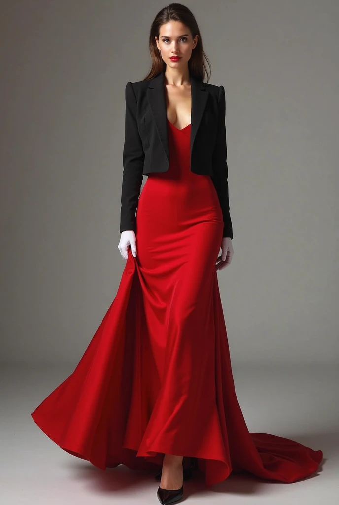 beautiful sexy woman, beautiful avant-garde style, full length , Beautiful red clothes , Accessories
