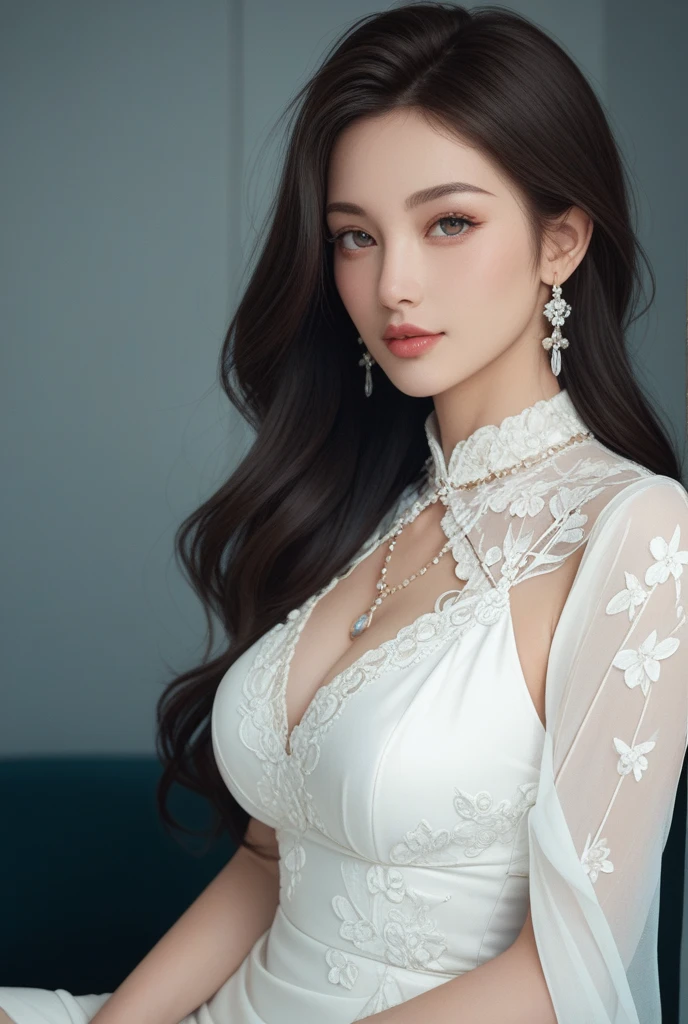 (((Sexy Woman)))、((Very beautiful 30 year old white woman))、(((Big big cleavage)))、witch、ブロンドのMature witch、Plump figure、smile、Middle-aged beauty 、Very delicate and delicate skin texture、Mature witch、{(Ancient ornate and luxurious temple)、(Many torches are burning)}、Red lips、Beautiful scarlet eyes、(((Gorgeous and glamorous silver outfit and luxurious accessories)))、I have a shiny platinum wand、
