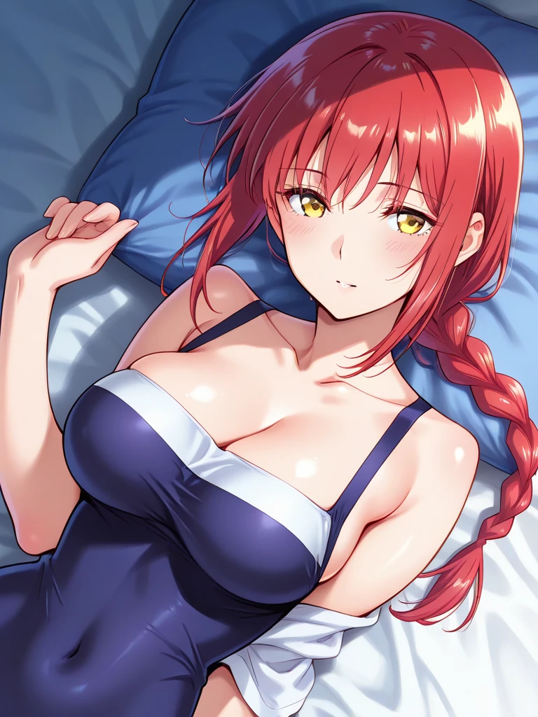 An anime girl laying down in boxing ring, her eyes rolled up and heavily breathing
