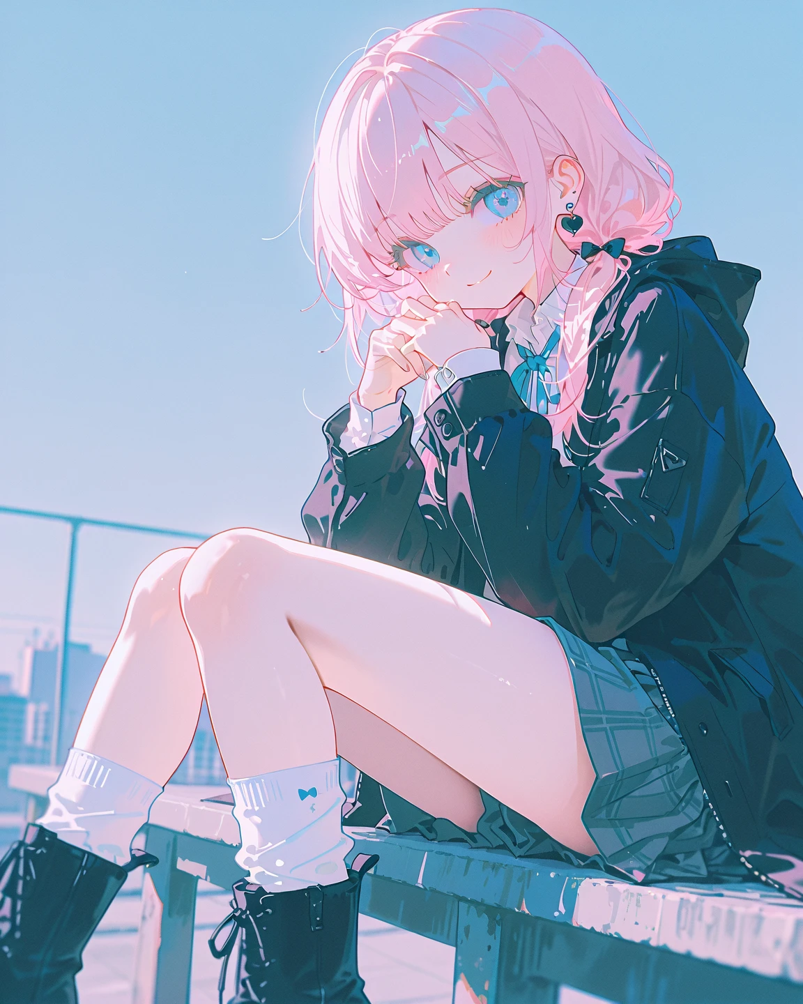 One Girl、As-、underwear、かわいいunderwear、Striped、（Knee-high portrait）、