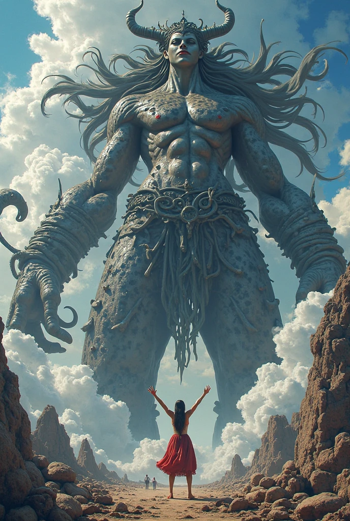 Imagine a fabulous Greek statue, incredibly muscular and striking, with a background of cloudy, nebulous clouds. The statue is sculpted in a stone of bluish hue, somewhat dark, leaning towards a deeper shade. It depicts a warrior with a fierce and determined expression, as if ready for battle. The muscles are sculpted with impressive detail, highlighting the strength and power of the warrior.The statue's stance is imposing, with one foot forward and chest puffed out, conveying a sense of power and confidence. The lighting emphasizes the muscular contours and the angry expression on the warrior's face, while the cloudy, nebulous background creates a dramatic and atmospheric setting.