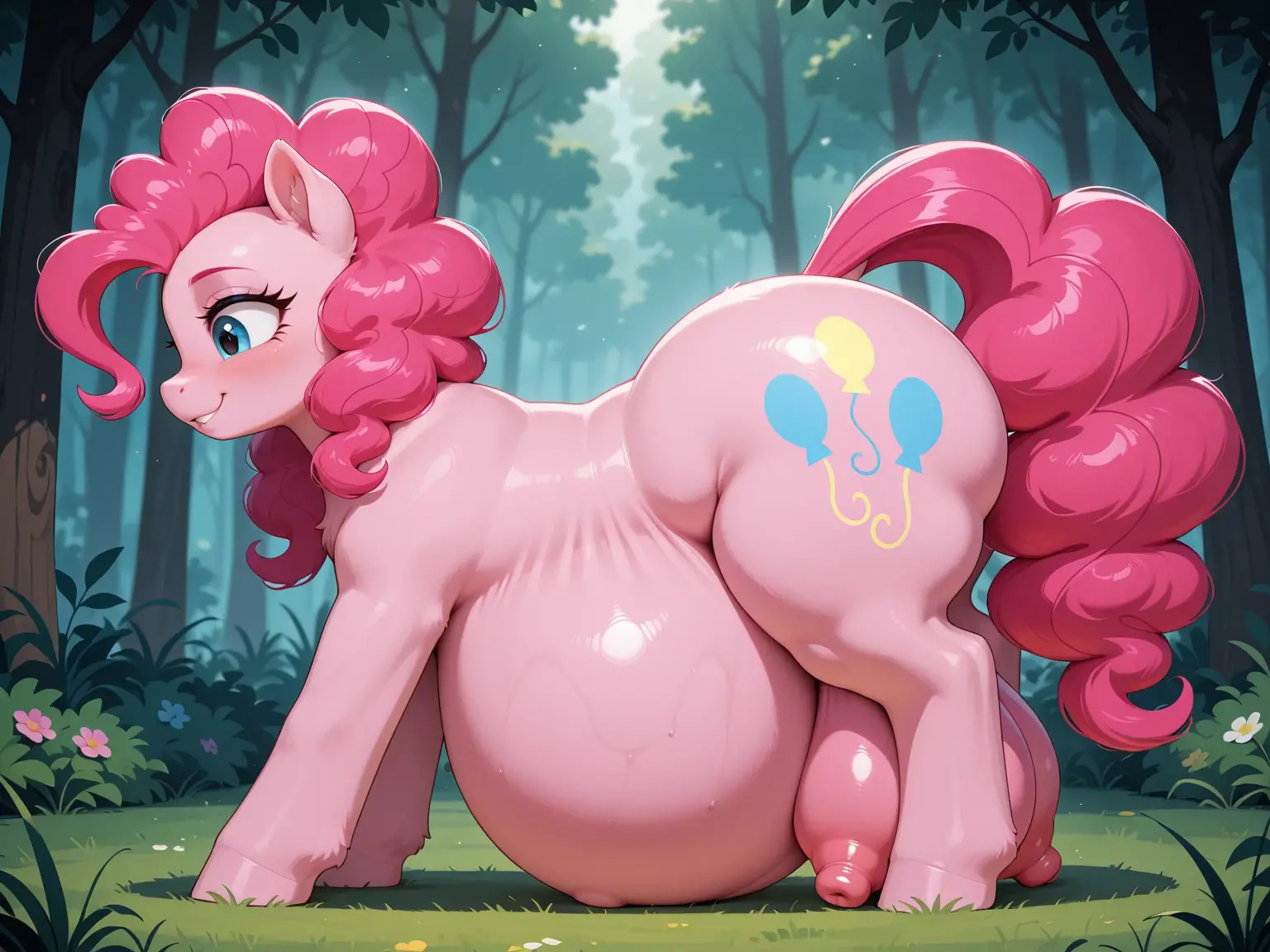 solo focus, 1femle, female, (feral pony:1.6),pinkie_pie, girly, long pink hair,pink fur, (hyper hips:1.4), (hyper pussy:1.2 ), detailed crotch, pussy , laughing, masterpiece, best quality, photorealistic, hyperrealistic, ultra detailed, detailed eyes, accurate eyes,, detailed background, photo background, digital drawing (artwork), girly, bedroom eyes, breeding request, giant, (giant:1.9), (macro:1.6), (outside hillside:1.6), nude, (feminine body),huge nipple, (showing off pussy), puffy nipple,lactating,(gaping pussy),showing off pussy,hyper pregnant,(all_fours:1.4),anus,cum, (pov backside),(inflating body)