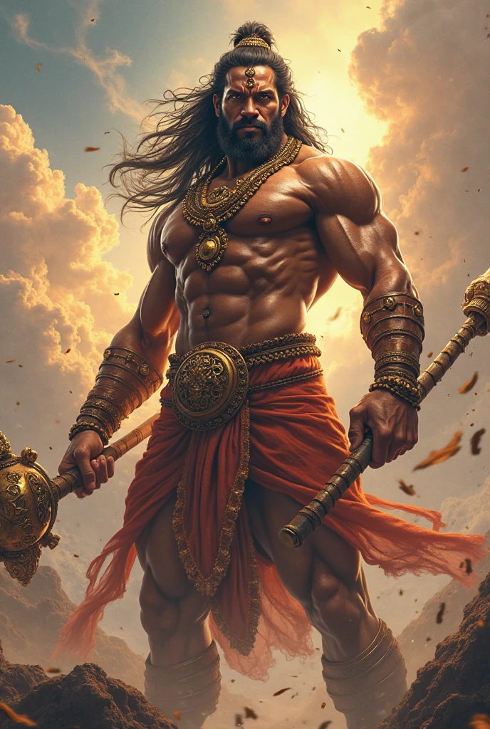 shivaji with anger face and hair open and cutting a evil with his own weapon and all other god shocked after see this view.