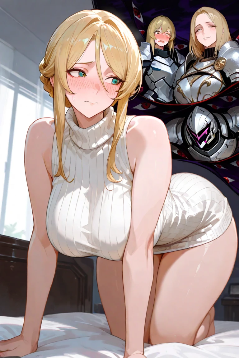 score_9, score_8_up, source_anime, 1girl, 1boy, imminent sex, eager, excited, milf, mature female, summer dress, see through, short dress, no bra, no panties, braided hair, short hair, big tits, indoors, hellsing, ikuchan, laying on back, on bed, undressing, dark skinned male, boob slip, huge penis, side view, cheating, cheating wife, cheating (relationship), giant penis, huge penis, foreskin, faceless male, ((large male)), ((size difference)), interracial