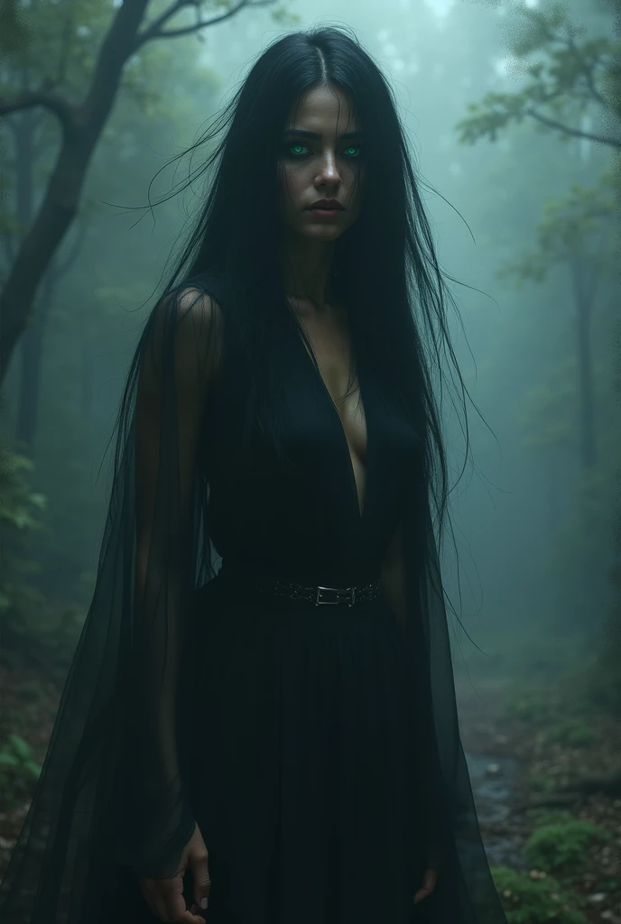 Woman in transparent black clothes 