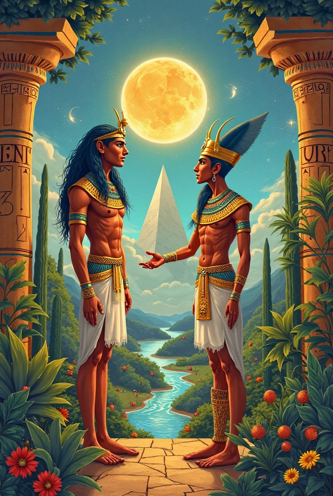 (Pintura digital), (melhor qualidade),corpo humanamente perfeito ,Egyptian pyramids, alta qualidade, Stunning night sky, Estrelas cintilantes, lua cheia suave, Mysterious Milky Way, Vento suave, serene silence, Connection with the infinite universe