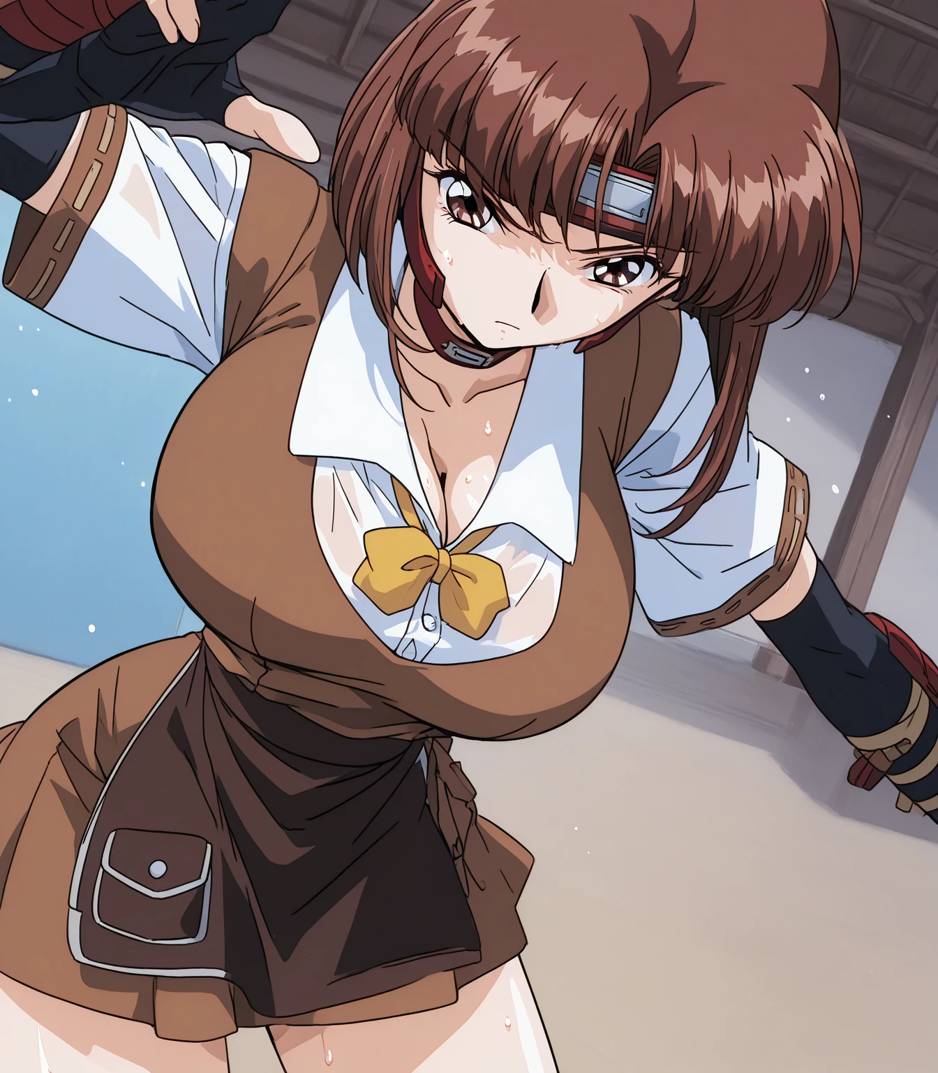 karenkatou, karen katou, long hair, brown hair, (brown eyes:1.5), large breast,
lipstick, red lips, large breasts, ear piercing, long hair, blush, lipstick,Hot girl, baddie, smoking, sensual, attractive , masterpiece, best quality, highly detailed, fantasy , a anime girls in armored dress holding a sword posing for a picture, evil smile, smile, open mouth, breastplate with open cleavage, cleavage, warrior outfit, ecchi anime style, anime girls, ecchi style, (nsfw) not safe for work, ecchi, digital anime art!!, in anime style, official artwork, visual novel cg, beautiful anime girl, anime style 4 k , loincloth, exposed belly, exposed navel, exposed midriff, exposed lower belly, pencil skirt armored, castle,inside castle