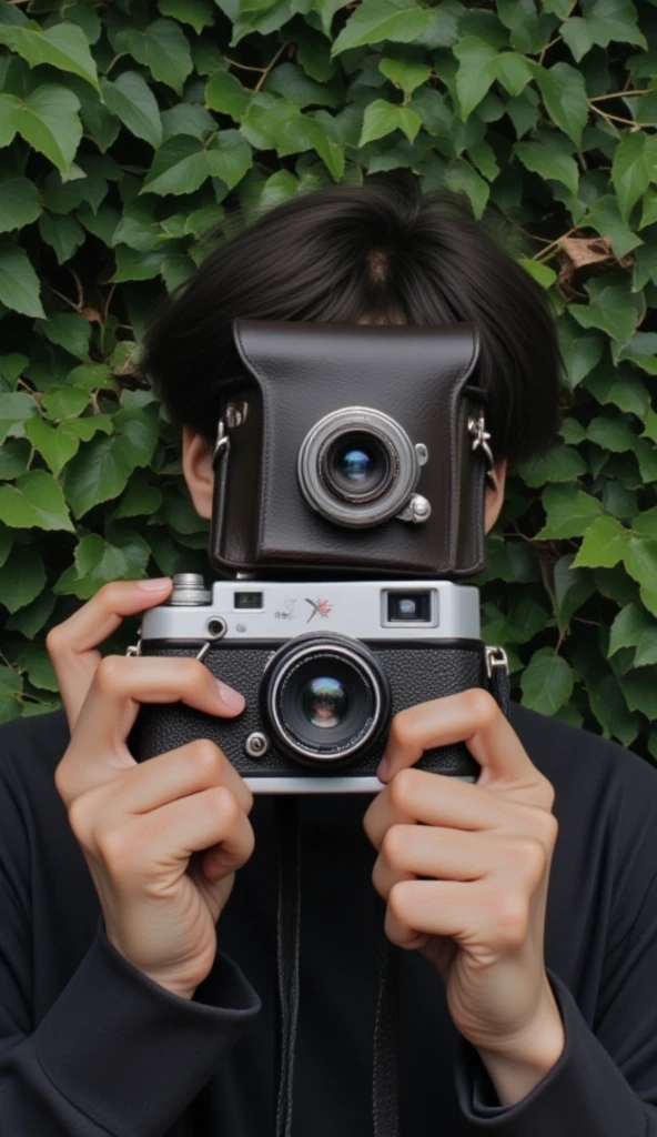 A person with a camera in his hand 
