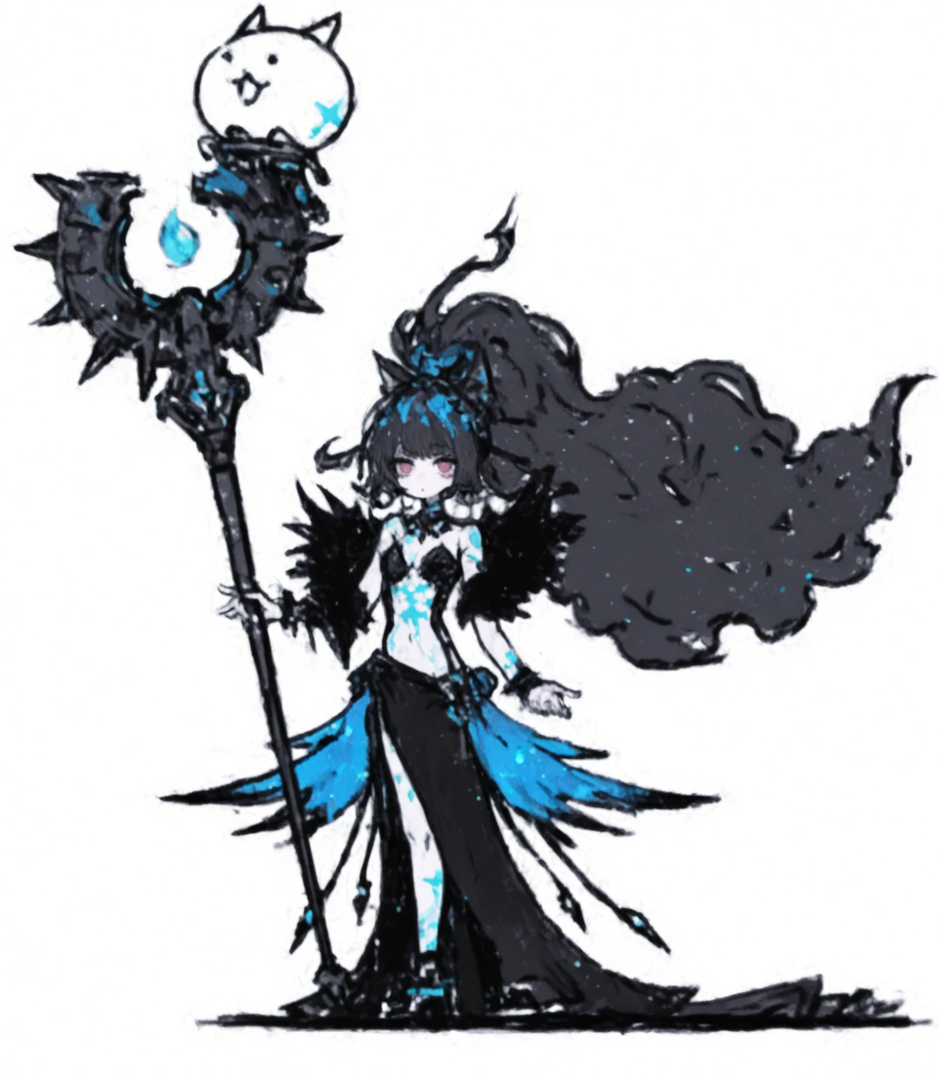 Adopting the concept of personality, Cute female troll , ((Gothic)), Full body, blue hair, blue eyes