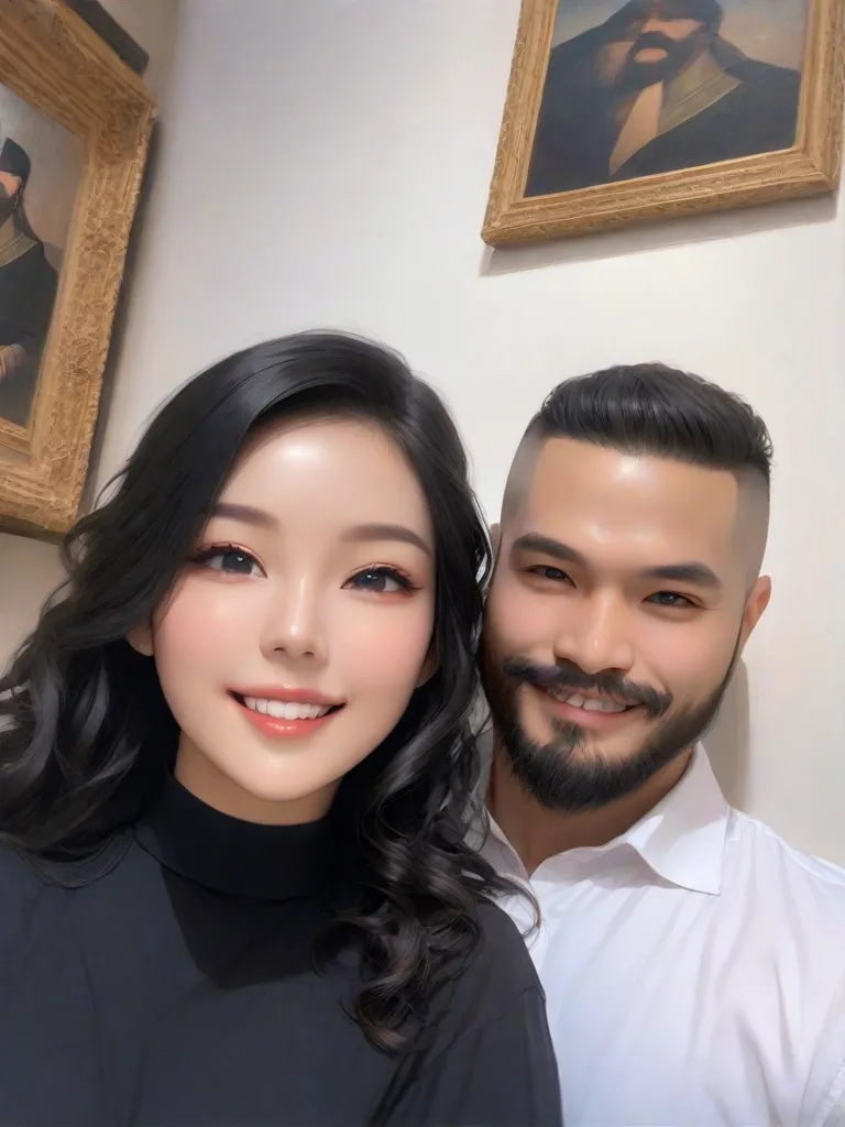 A disney pixar of a couple. they are looking at each other and smiling for the camera, couple pose, smooth in _ the background, kissing together cutely, in love selfie, with her long, lovely couple, selfie shot straight on angle, photoshoot, photo shoot, high quality upload, taken at golden hour, 📷 mungojerrie and rumpleteazer, tumblr. 3D image.