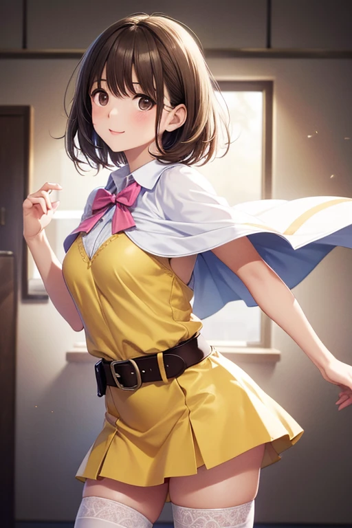 1 Female,High definition,high resolution,Ultra-realistic,8K, hmza, short hair, antenna hair, brown eyes, school uniform, blue necktie, yellow shirt,black jacket, long sleeves, black skirt,tight skirt, miniskirt,European,sexy,Upper body close-up,Photographed from the front,Dynamic Angles,blush, medium tits, happy, wink the eye,facial, sweat,multicolored hair,(wide thighs:1.4),(white panties),(show panties),(from behind),(huge ass),(show ass),(blush), detailed face