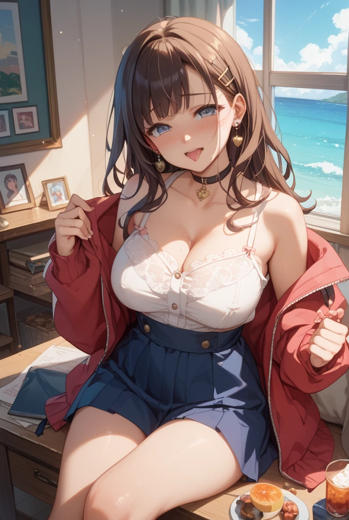 ((Best quality, 8k, Masterpiece :1.3)), 1girl, Pretty woman with emphasizing slender abs :1.3, (French braid, Huge breasts:1.2), Naked :1.2, Outdoor, Ultra-detailed face, Detailed eyes, Double eyelid,