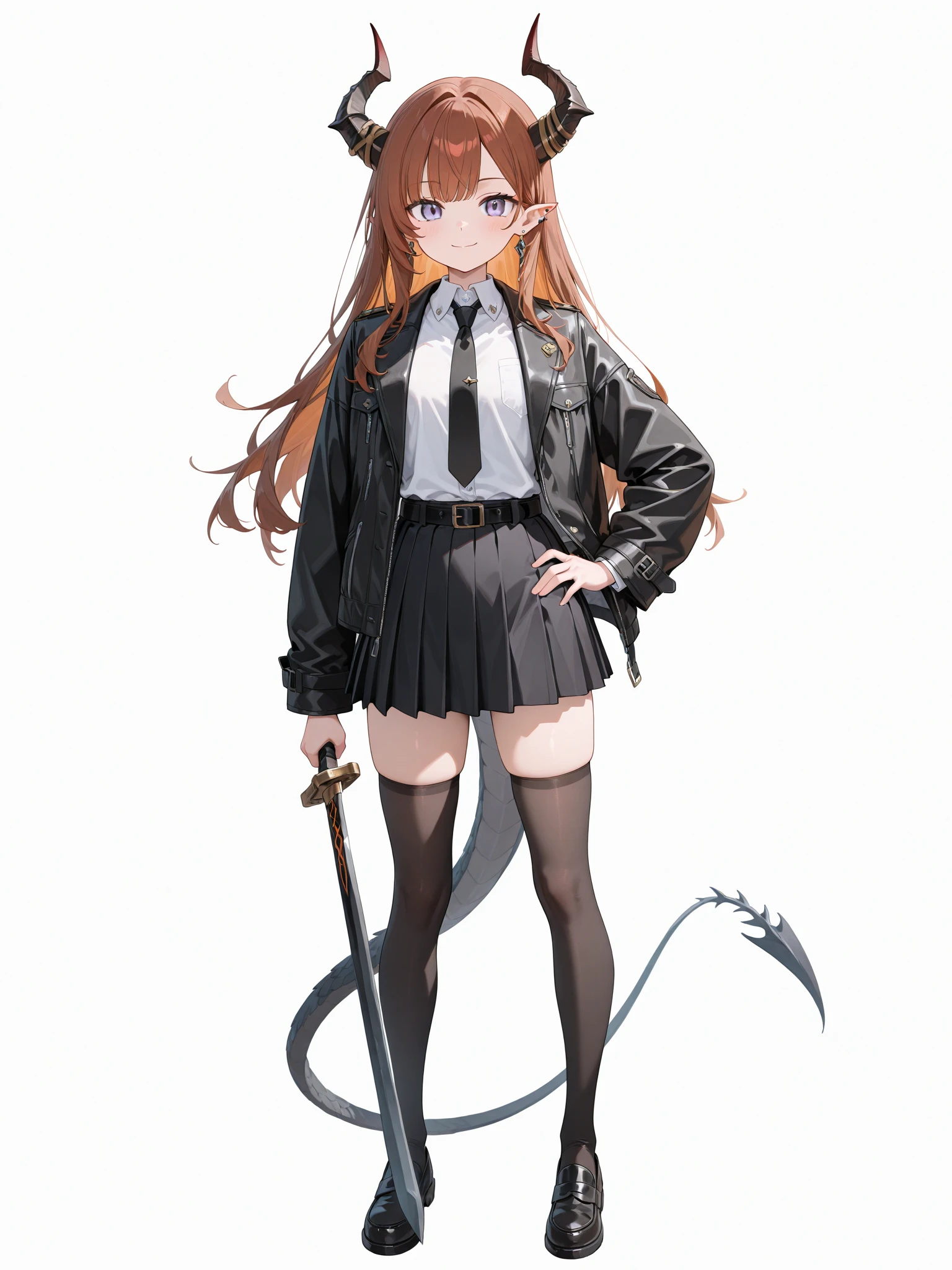 best quality, masterpiece, highres, solo, {ceobe_arknights:1.15}, animal_ears, long_hair, dog_ears, brown_hair, bangs, red_eyes, smile, dog_girl, open_mouth, breasts, blush, upper_body, hair_between_eyes, very_long_hair, 1girl, boots, jacket, long_sleeves, looking_at_viewer, thighhighs, weapon, dog_tail, fang, holding, tail, thigh_boots, black_footwear, cross-laced_footwear, large_breasts, :d, black_thighhighs, dress, holding_weapon, open_clothes, staff