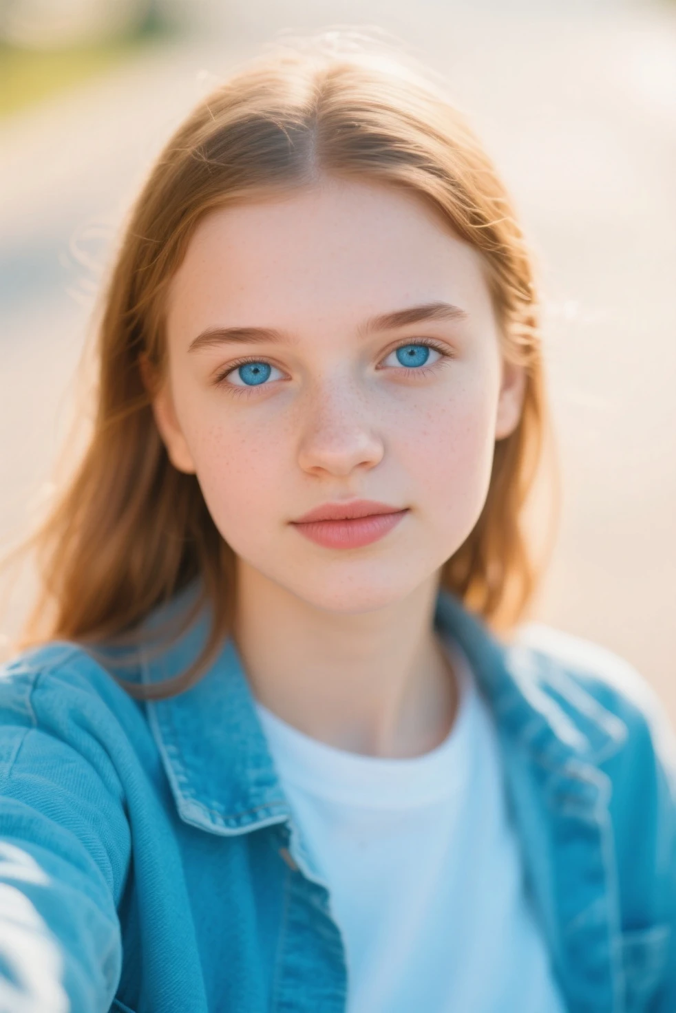 Russian girl 15 year old, Braun hair, blue eyes, thick chubby smiling face,