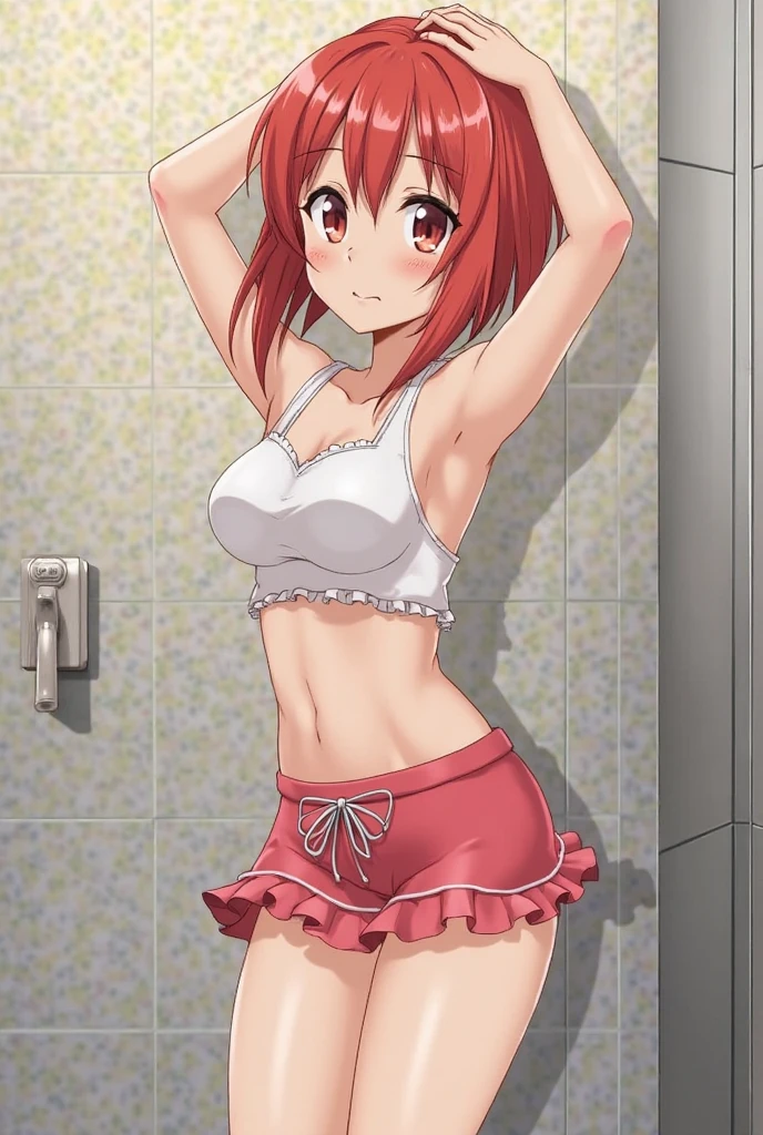 ​masterpiece, hightquality, 8K, beautiful  lighting, Kanalima、((hugetits)), com fagulhas de fogo, Surreal, blazing, absurderes, A high resolution, ultra detali,(white  panties:1.3),(White bra:1.3)、blanche, Thick_thighs thighs thighs thighs, Standing, shiny_Skin, blush, lovely big eyes, Closed_Mouth, Delicate hands,, thighs thighs thighs thighs, blazing, extremely CG, ultra detali, Very fine 8K CG,from the front side、Anime style，((Guess no Kokaze))，to close range，close range，close，Cowboy Shot、upper view, look_Up_To,Bare arms, Midriff