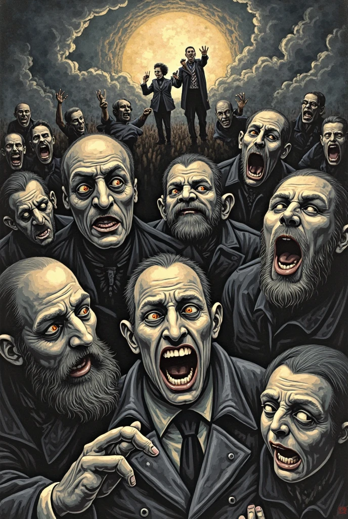 crowds of zombies stalking staring and chasing one girl