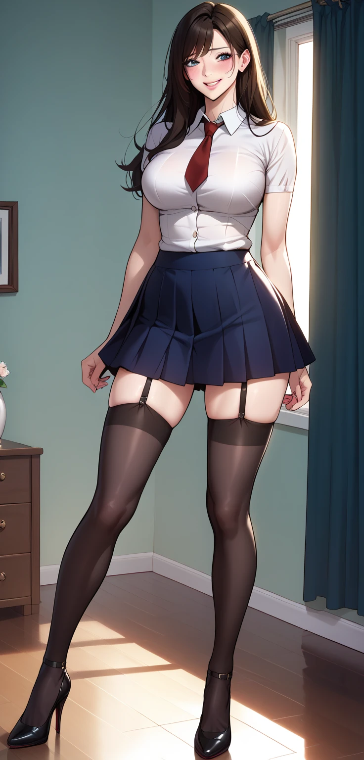 Close-UP Lumberjack in hand sesy woman portrait mode from the waist up short viking skirt showing legs.    cabelos com transa longas