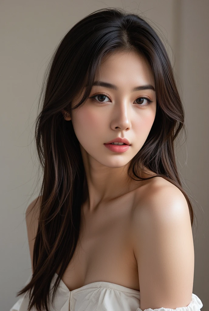 Refined face。Beautiful makeup,Naked。((HD)),,Naked of breast,Raised,,((Bare breasts)),(Fine)