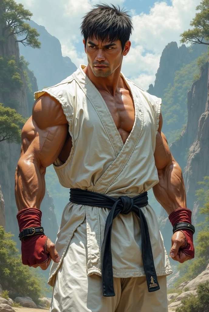 masterpiece, best quality, detailed, 1guy, 45y.o. , GeeseHoward, shirtless, red pants, black belt, white jacket, sunrise, backlighting:1.2, socks <lora:GeeseHowardV2-000004:0.9> mountains, sitting, highly detailed, high contrast , digital colors, bright colors black pants, perfect face, looking to viewer, best quality, masterpiece, highres, perfect picture, highly detailed, high contrast , colored, bright colors
