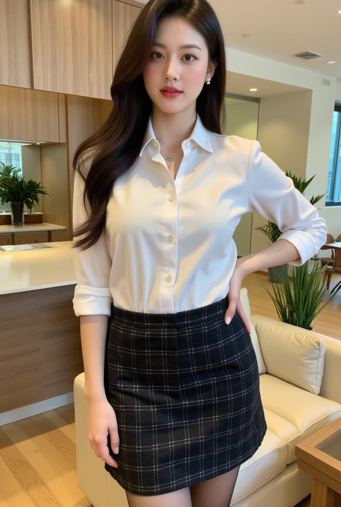 (masterpiece:1.3, Highest quality, Ultra-high resolution, Very detailed), (Realistic:1.1, photoRealistic:1.4), beautiful photo, Perfect lighting, colorful, Written boundary depth, 
Beautiful detailsまでこだわった髪, Beautifully detailed face, Beautiful details, Beautiful clavicle, Beautiful body, Beautiful breasts, Beautiful thighs, Beautiful legs, Beautiful fingers, 
View your audience, 1 girl, Japanese, high school girl, Perfect Face, (Perfect Anatomy, Anatomically correct), Cute and symmetrical face, Baby Face, Sunburn, Glowing Skin, 
(Medium Hair:1.5, blonde), Asymmetrical bangs, blue eyes, Long eyelashes, (Center of chest), thin, 
((A fitted white shirt, No sleeve, , Grey plaid pleated skirt, To the Navy)), Sexy see-through white lace panties, 
(Beautiful views), evening, (Outdoor, distant cityscape), Are standing, (peace sign), (Cute Smile, blush、Upward glance, Open your mouth),Lifting skirt、underwear、Spread your legs、Completely naked