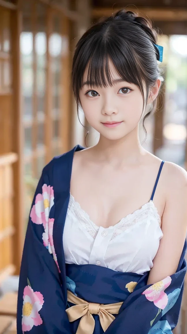 (bra:1.3),masterpiece, Highest quality, One girl, alone, Long Hair, View your viewers, smile, bangs, hair ornaments, Red eyes, Long sleeve, dress, Are standing, clavicle, Gray Hair, Grey Hair, Alternative costume, Wide sleeves, wood, Chinese clothing, hairpin, Hanfu, Ningguang City (Genshin Impact), Ningguang City,