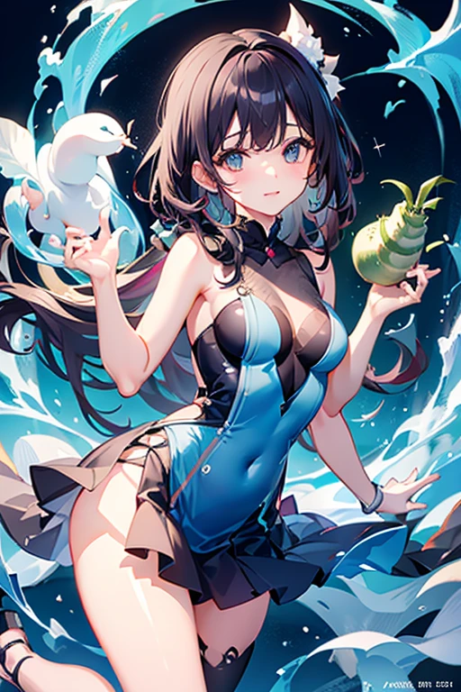 (masterpiece, best quality), traptrixdionaea, tail, (lie on the ball:1.5), (blue ball:1.2), navel, bare shoulders, hair ornament, Facing the camera, (facial mark:0.66), evil smug, full body, forest background, masterpiece, solo, beautiful detailed eyes, finely detail, detailed face, vivid color, 5 fingers, finely detailed, hyper-detailed, detailed hand, 8k, finely detailed beautiful eyes, high-resolution illustration, best quality, small breasts